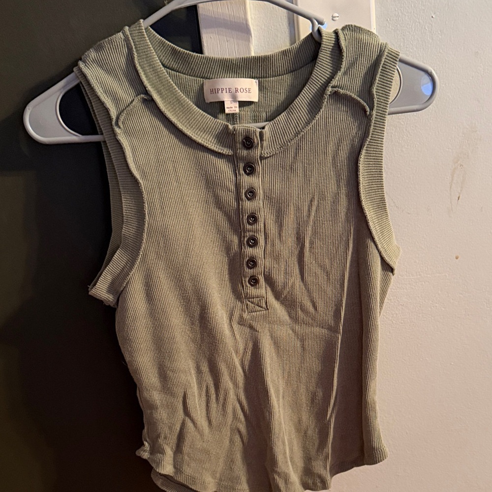 Hippie Rose Kids Olive Green Tank Top